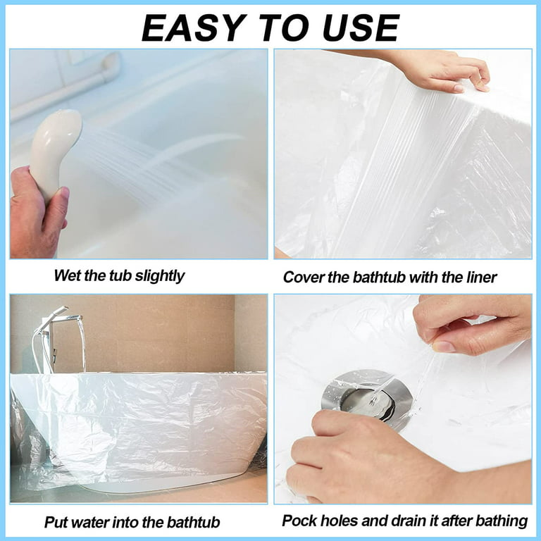 12 Pack Disposable Bathtub Cover Liner, Large Bathtub Liner Plastic Bag for  Salon, Household and Hotel Bath Tubs (102 x47 Inch)