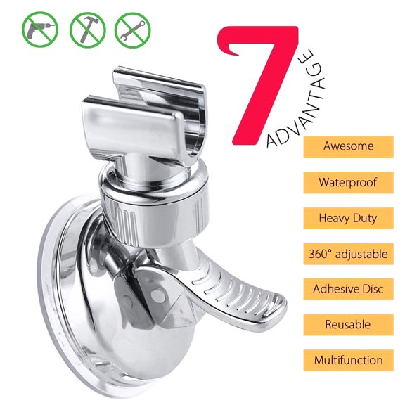 Keyohome Upgrade Uniersal Adjustable Hand Shower Holder Suction Cup Holder Full Plating Shower Rail Head Holder Bathroom Bracket Stable Rotation System