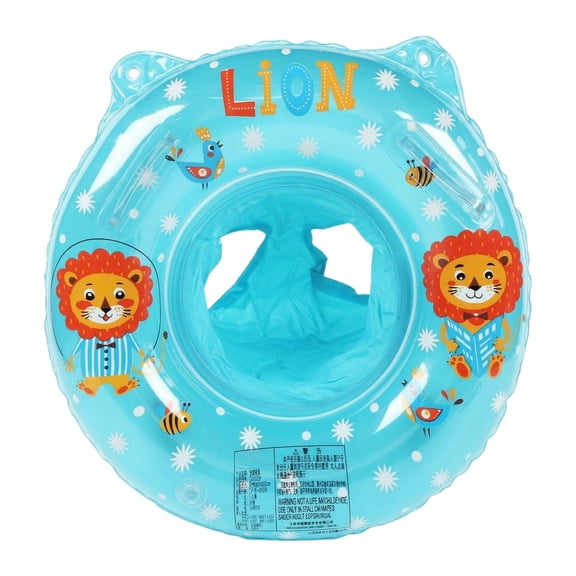 CQHVKQ 20" Inflatable Baby Pool Float Seat, Lion Pattern Baby Swimming Ring for Swim Training, Toddler Inflatable Swimming Float with Airbag Seat, Adjustable Infant Pool Floats 6-36 Months, Blue