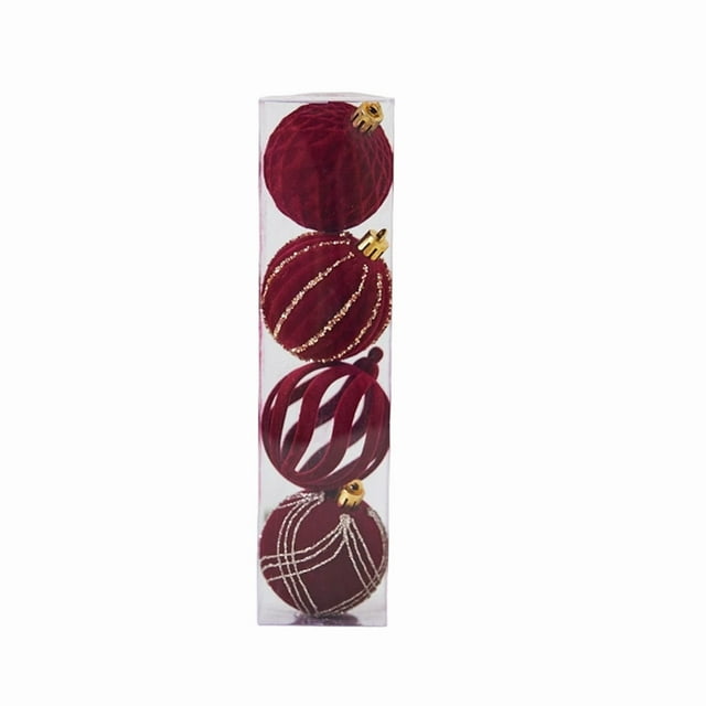 Christmas Tree Decorations,Flocked Christmas Ball Ornament Set - Multiple Style Tree Decorations for Party and Holiday