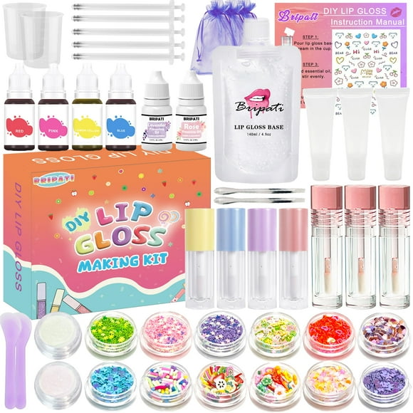 BRIPATI DIY Lip Gloss Making Kit - Lip Gloss Supplies to Make Your Own Lip Gloss, Lip Gloss Making Supplies Set DIY Lip Gloss Kit for Girls, Beginner Lip Gloss Kit DIY Making Lip Gloss