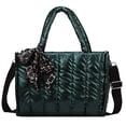 thumbnail image 1 of Bolso Bandolera Acolchado Algodón Bolso Con Asa Superior para Mujer Con Bufandas (verde), 1 of 9
