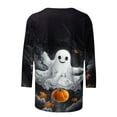 thumbnail image 4 of Mifsaly Halloween Tops for Women 2026 Spooky Witch Print 3/4 Sleeve T-Shirt Casual Fall Novelty Graphic Tees Blouses for Holiday Party Black,XXXXXL, 4 of 5