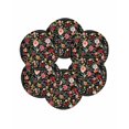 thumbnail image 7 of 15 Inch Round Placemats Set of 6, Watercolor Flowers Non Slip Heat Insulation PP Table Mats, Farmhouse Floral Vintage Black Washable Place Mats for Kitchen Dining Party Table Decor, 7 of 7