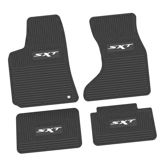 Charger Floor Mats 06-10 Dodge Charger AWD 4 Piece Custom Vintage Scene w/ SXT Insert - Black w/ White Insert
