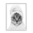 thumbnail image 4 of Stupell Industries Funny Cat In Bathrobe Portrait Animals & Insects Painting White Framed Art Print Wall Art, 4 of 5