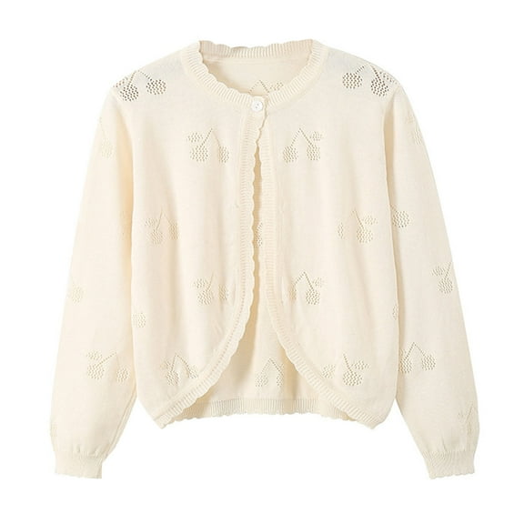 SonxaHe Toddler Girl's Jacket Long Sleeve Button Knit Cardigan Child Soft Cozy Lightweight Autumn Outerwear White,Sized 4-5