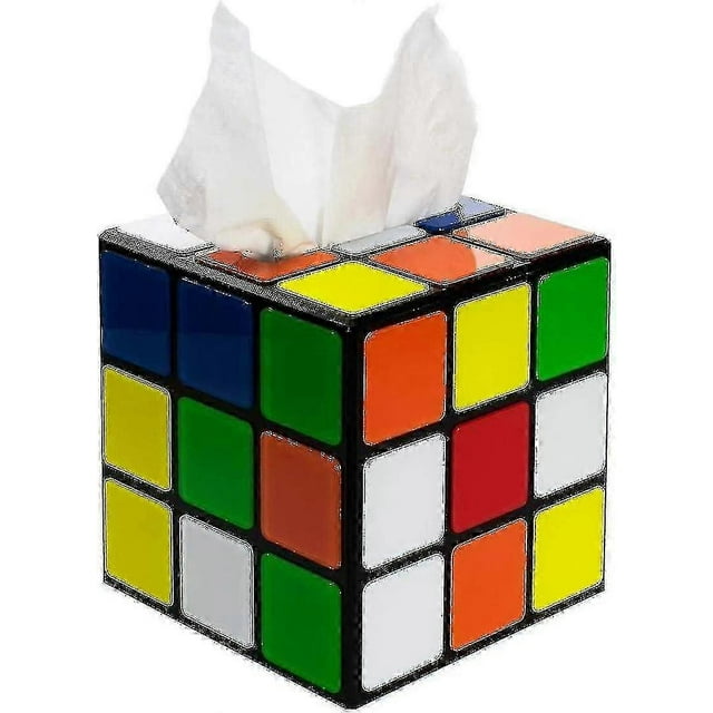 Plastic Magic Cube Tissue Box Cover, Holder For Square Tissue Boxes With Magnetic Lock, Multi Color - Ya