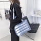 thumbnail image 4 of Bolsos Cruzados Bolso de hilo de nailon para mujer, moda coreana de invierno, con asa superior de Color puro, 4 of 5