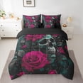 thumbnail image 2 of Homewish Western Gothic Skull Bedding Comforter Set 7pcs, Couple Valentines Day King Bedding Sets, Pink Flower Floral Reversible Bed Sheets, Super Cozy Room Decor, 2 of 7