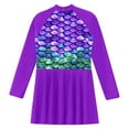 thumbnail image 4 of Alvivi Big Girls Floral Long Sleeve Zip Back Swimdress Beach Sun Cover Up Shirts Swimsuits Purple 8, 4 of 5
