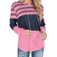 thumbnail image 1 of Sudaderas con capucha informales de bloque de Color a rayas de manga larga para mujer Ormromra, 1 of 1