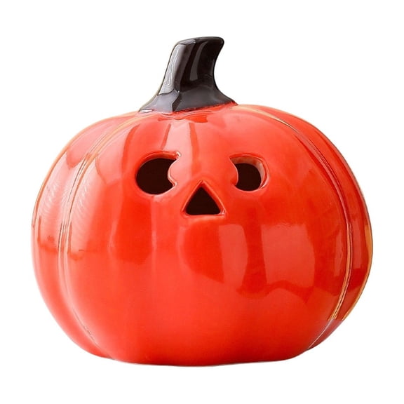 Kyusrd Pumpkin Lantern Lights for Halloween Decor,Ceramic Pumpkin Night Light,Glowing Decorative Ornament for Tabletop Shelf Display