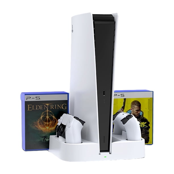 Base de refrigeración para la consola PS5 Disc Edition y Digital Edition, base de carga doble para mandos, soporte para cartuchos de juegos