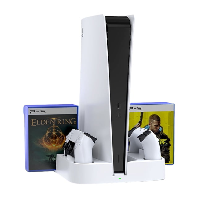 Base de refrigeración para la consola PS5 Disc Edition y Digital Edition, base de carga doble para mandos, soporte para cartuchos de juegos