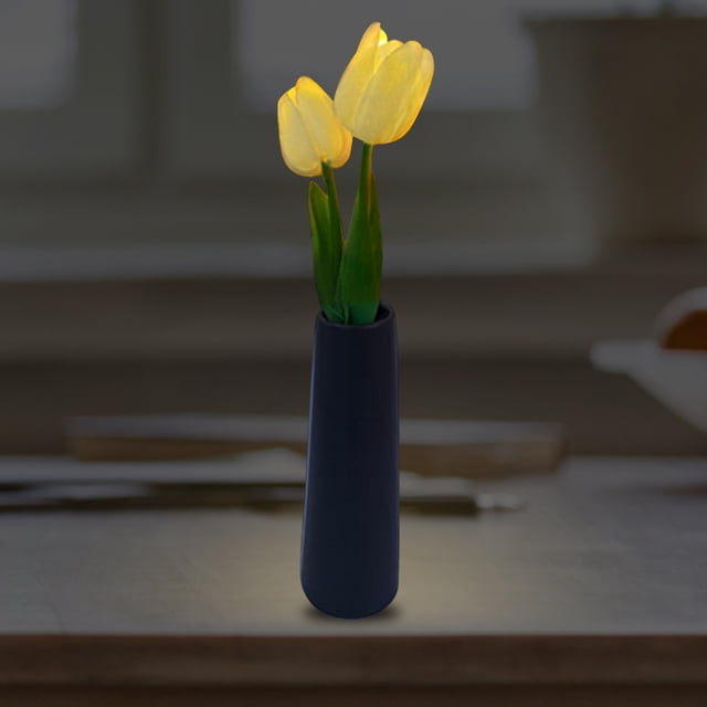 Lámpara de mesa simulada con 3 luces LED de noche de tulipán para decoración de cafetería (A)