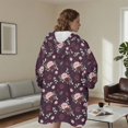 thumbnail image 5 of Wearable Lamb Fleece Blanket Hoodie,Pioneer Flower Floral Print Pattern Oversized Sherpa Blanket Hoodie with Super Pockets,Super Warm Fuzzy Pullover for Women & Men, 5 of 6