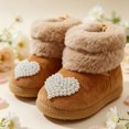 thumbnail image 5 of Miaouyo Infant Baby Girls Booties Fuzzy Cuff Non Slip Soft Sole First Walker Shoes, 5 of 9