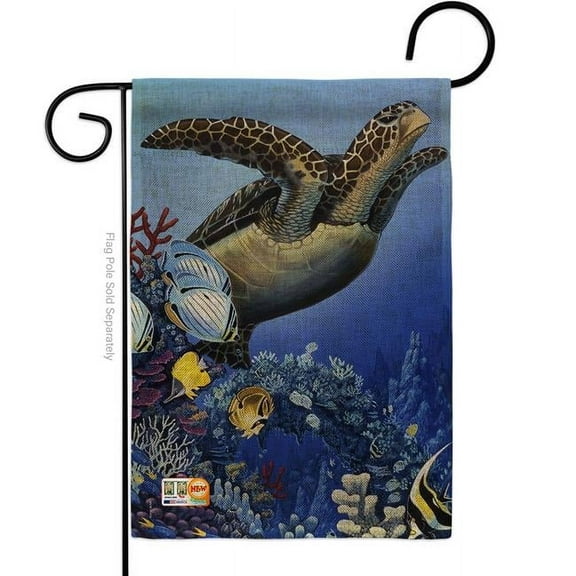 Breeze Decor BD-WL-G-110067-IP-DB-D-US13-AL 13 x 18.5 in. Flight of the Sea Turtle Burlap Nature Wildlife Impressions Decorative Vertical Double Sided Garden Flag