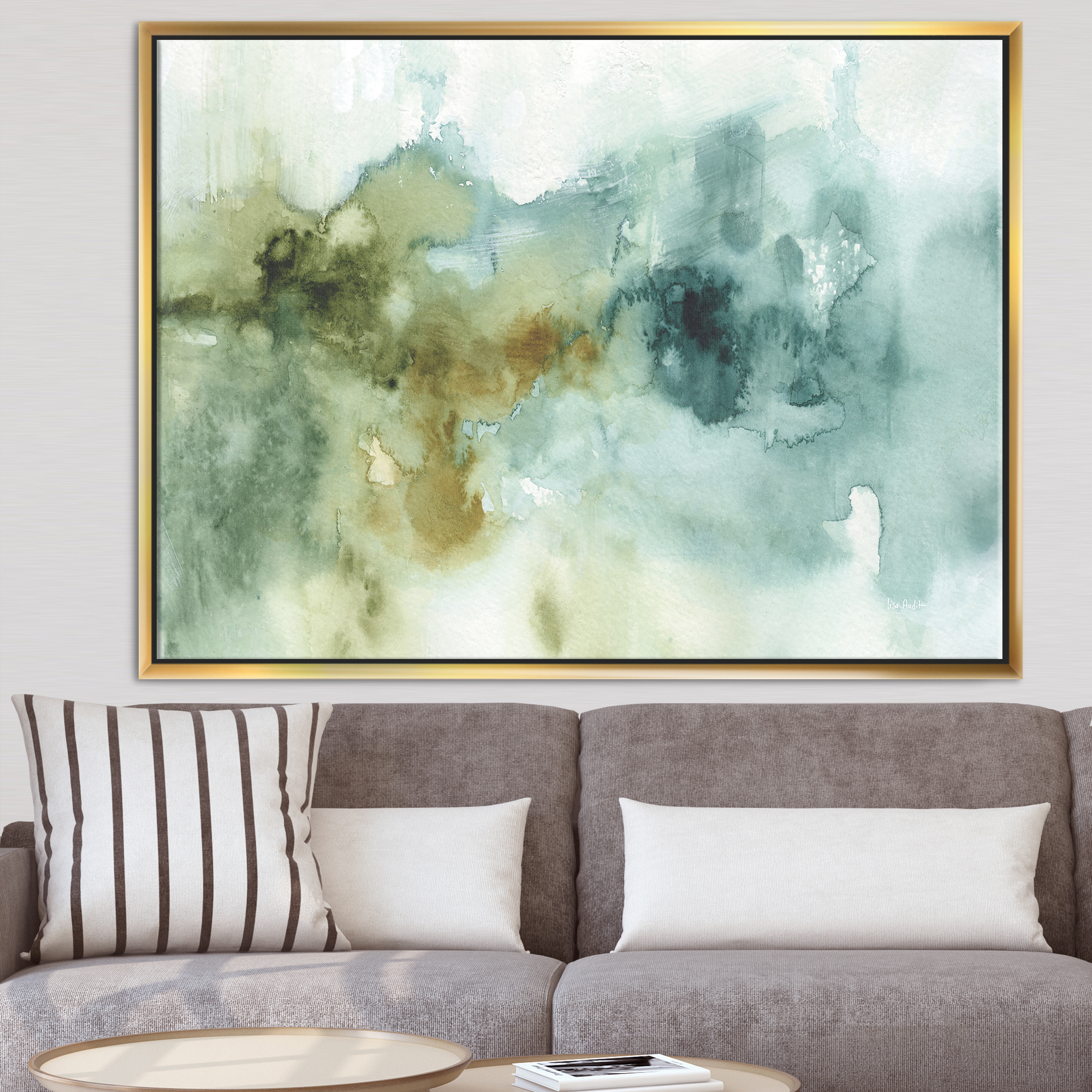 Designart ' Abstract Watercolor Green House ' Modern & Contemporary Framed Canvas