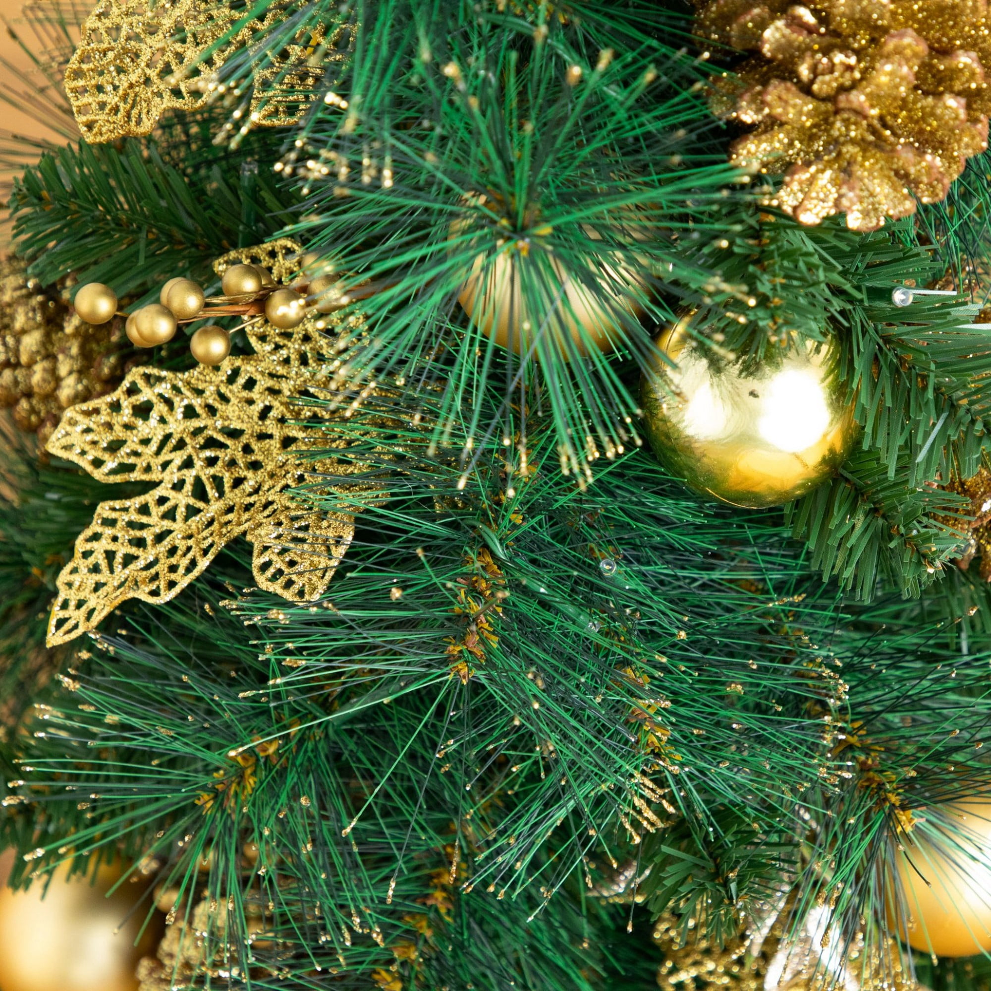3ft. Artificial Pre-Lit Christmas Tree with Gold Ornaments & Pinecones and 50 LED Lights in Jute Wrapped Base