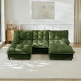 thumbnail image 5 of 107" U Shaped Modern Sofa Modular Sectional Cloud Couch with 2 Ottomans, 3-Seat Chenille Deep Seat Sofa with Comfy Lattice Decored Seat Cushion, Bedroom and Apartment (Green), 5 of 11