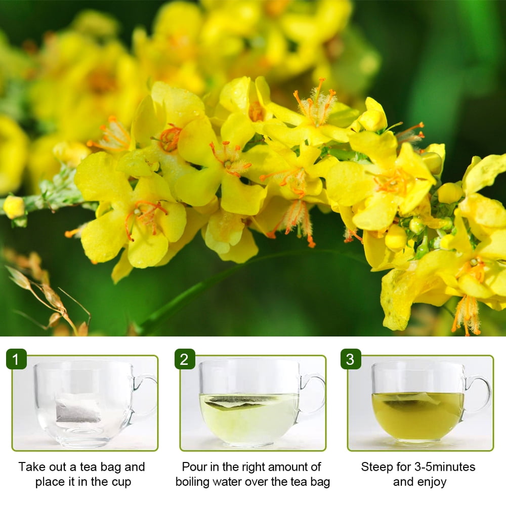 Mullein Leaf Tea for Lungs Cleanse and Immune Support, Natural, Caffeine Free, 28 Tea Bags