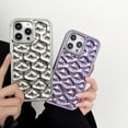 thumbnail image 2 of Chrome Case for Women/Girls, Electroplated 3D Cloud Pattern Soft Phone Case Compatible with iPhone 15 Plus, Purple, 2 of 7
