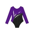 thumbnail image 4 of TiaoBug Kids Girls Gymnastics Leotards Shiny Rhinestone Long Sleeve Ballet Dance Jumpsuit Unitard Purple 8, 4 of 5