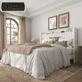 thumbnail image 2 of Frostbloom Queen Size Bed Frame with Advanced Charging Hubs & Storage Shelf, Upholstered Velvet Wingback Headboard, White, 2 of 9