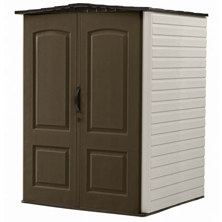 Rubbermaid 5x4ft Weatherproof Outdoor Storage Shed, Canteen Brown/Putty