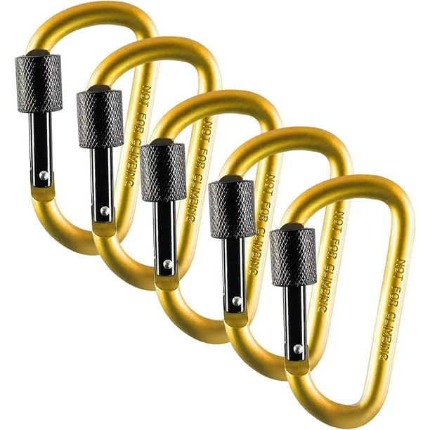 7 Pack Multicolor Aluminum Carabiner Clips With Keyrings & Steel Cables - 3 Inch D-Ring Utility Clips 2 thumbnail image