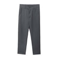 thumbnail image 3 of YONGHS Boys Kids School Uniform Flat Front Trouser Adjustable Waist Straight Long Pants Gray 10-11, 3 of 7
