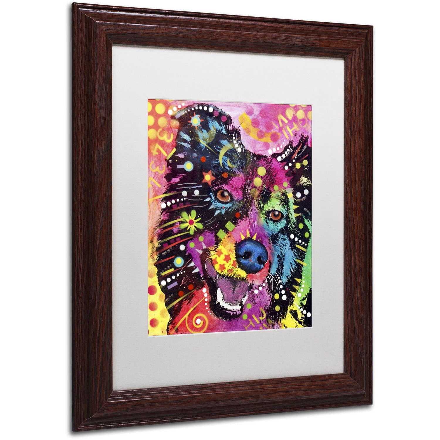 Trademark Fine Art "Border Collie 121109" Canvas Art by Dean Russo, White Matte, Wood Frame