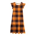 thumbnail image 7 of Maxi Dresses for Girls with Pockets Size 6-12 Kids Trendy Ruffle Short Sleeve Crewneck Plaid Printed Pullover Vacation Long Dress, 7 of 7