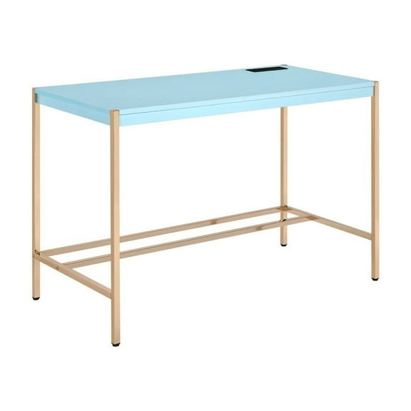 HomeRoots 42" Baby Blue And Gold Writing Desk