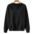 thumbnail image 4 of Women Sweatshirt Solid Color Leisure Sports Tops Autumn Winter Crewneck Tops With Button Long Sleeve Sweater Casual Shirts, 4 of 4
