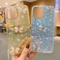 thumbnail image 3 of compatible iPhone 15 Plus Starry Sequin Jade Butterfly Epoxy TPU Phone Case with Strap Cheap and fine, 3 of 4