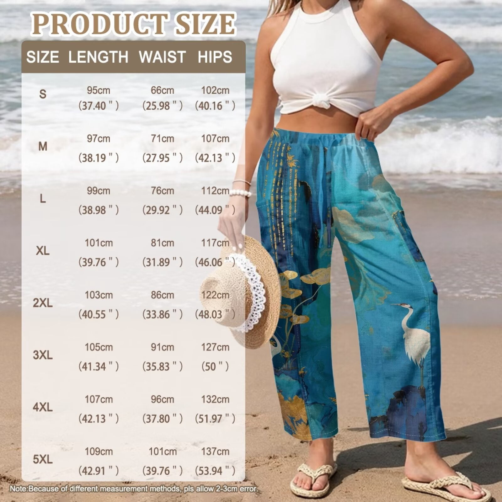 Yuyamidu Chinese Red Crowned Crane Womens Drawstring Straight Leg Pants with Pockets Loose Fit Line Palazzo Pants Petite High Waisted Lounge Trousers Chinese Print Outfits, Size 3XL