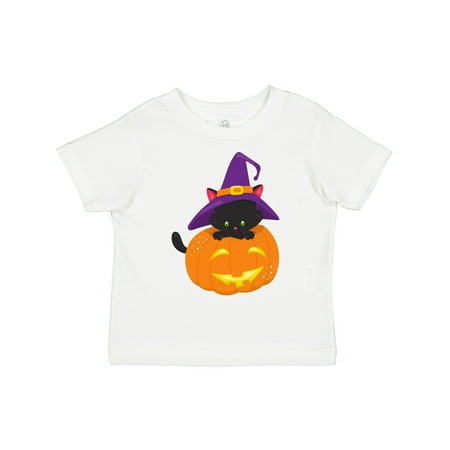 

Inktastic Halloween Cat Black Cat Witch Hat Pumpkin Gift Toddler Boy or Toddler Girl T-Shirt
