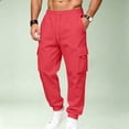 thumbnail image 6 of Dwellite Baggy Cargo Sweatpants for Men Wide Leg Jogger Pants Loose Fit Fashion Solid Color Trousers with Pockets Red 3XL, 6 of 6