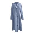 thumbnail image 3 of hopeusince Men's Lapel Long Sleeve Solid Color Button Up Slim Fit Wool Coat Jacket Outwear with Pockets Blue XXXL, 3 of 4