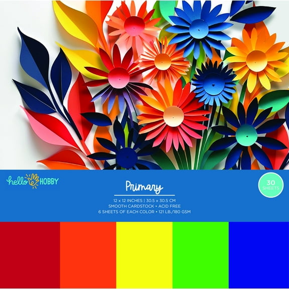 Cardstock Pack - 12 x 12 - Smooth - Primaries - 30 Pack
