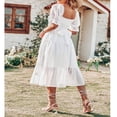 thumbnail image 4 of Women Dress Square Neck Short Puff Sleeve Ruffled Backless Swiss Dot Sundress, 4 of 6