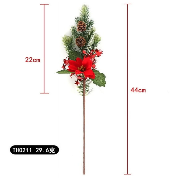 Nvzi-a 3 Pcs Artificial Pine Needles Branches,Christmas Fake Greenery Pine Picks with Red Berry Stems,Faux Greenery Norfolk Pine Stems Sprigs for DIY Craft Home Decor,G