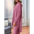 thumbnail image 6 of Women'S Two Piece Lounge Sets Matching Long Sleeve Shirts Wide Leg Pants Tracksuits Fall Clothes Pink S, 6 of 9