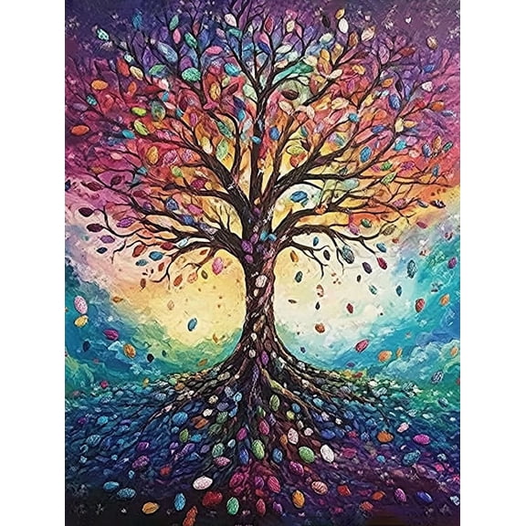 Colorful Tree of Life Decorative Painting/Canvas Art，Suitable for Decorating Living Room，Entryway，Coffee Shop，and Apartment Decor.