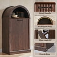 thumbnail image 5 of SinCiDo Fluted Arched Tilt-Out Trash Can Cabinet, 10 Gallon Hidden Garbage Can with Storage Basket for Kitchen, Living Room, Brown, 5 of 7
