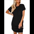 thumbnail image 2 of Vestido Mini Informal de Verano para Mujer, con Cuello Redondo, Corta y Canalé Negro S, 2 of 7