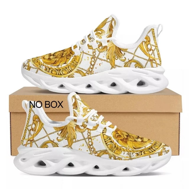 Zapatillas deportivas con estampado floral dorado para mujer, suaves, para exteriores, con plataforma, informales, planas, para vacaciones, envío directo
